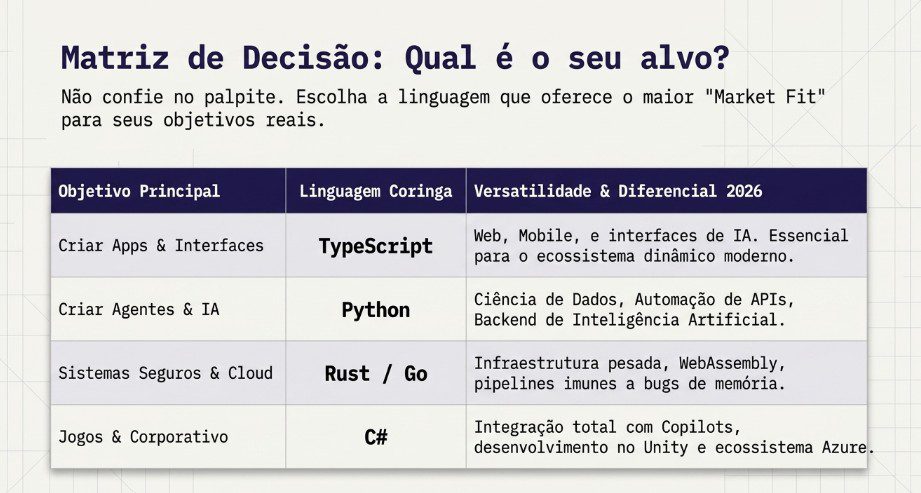 matriz de decisão de carreira tech 2026