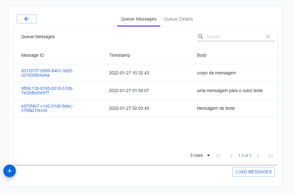 Print da ferramenta de criação de mensagens na fila Sqs, mostrando a nova mensagem criada na fila denominada test, via AWS CLI. Esta figura mostra que as alterações feitas via AWS CLI, são refletidas no dashboard